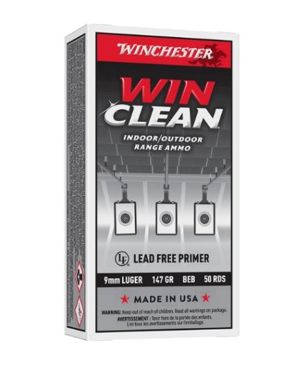 Winchester 9mm Ammunition Win Clean WC93 147 Grain Brass Enclosed Base Jacketed Soft Point 50 Rounds