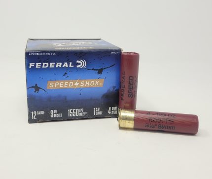 Federal 12 Gauge Ammunition Speed Shock Steel Waterfowl WF1334 3-1/2" #4 Shot 1-3/8oz 1550fps 25 Rounds