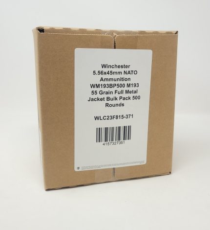 Winchester 5.56x45mm NATO Ammunition WM193BP500 M193 55 Grain Full Metal Jacket Bulk Pack 500 Rounds