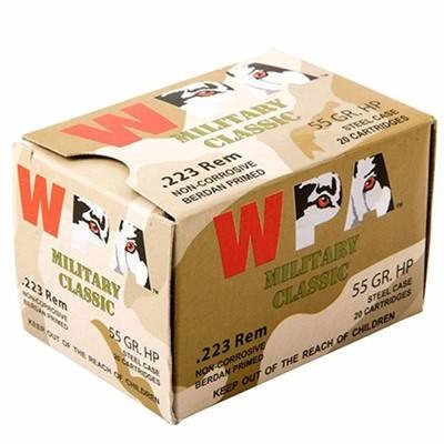 Wolf 223 Rem Military Classic 55 Grain Hollow Point Steel CASE 500 rounds