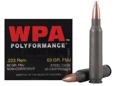 Wolf 223 Rem WPA Polyformance 62 gr FMJ Steel CASE 500 rounds