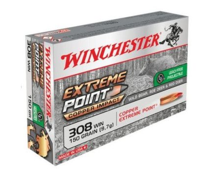 Winchester 308 Win Ammunition Copper Impact Lead Free X308XPLF 150 Grain Extreme Point 20 Rounds