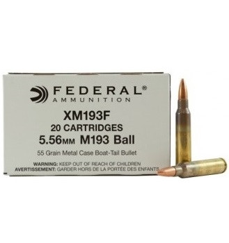 Federal 5.56 x 45mm NATO XM193F 55gr FMJ CASE 500 rounds