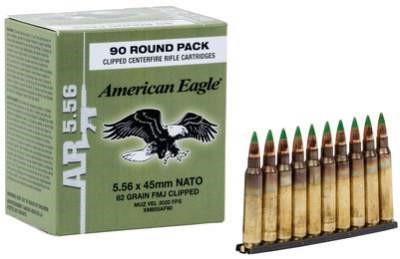 Federal 5.56 x 45mm NATO XM855 62gr Steel Core FMJ CASE on stripper clips 450 rounds