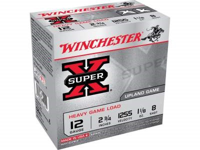 Winchester 12 Gauge Ammunition Heavy Upland Game XU12H8 2-3/4" 1-1/8oz #8 1255fps 250 rounds