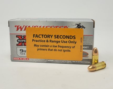 Winchester 9mm Ammunition Super-X Factory Seconds ZZW9MM124 124 Grain Full Metal Jacket CASE 500 Rounds