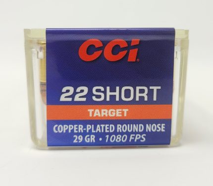 CCI 22 Short Ammunition Target CCI0027 SLEEVE Copper Plated Round Nose 29 GR 500 rounds