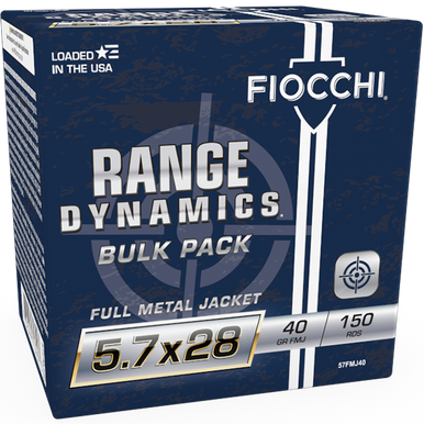 Fiocchi 5.7x28mm Ammunition Range Dynamics FI57FMJ40 40 Grain Full Metal Jacket Bulk CASE 450 Rounds