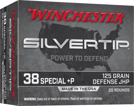Winchester 38 Special +P Ammunition Silvertip W38PST 125 Grain Defense Jacketed Hollow Point 20 Rounds