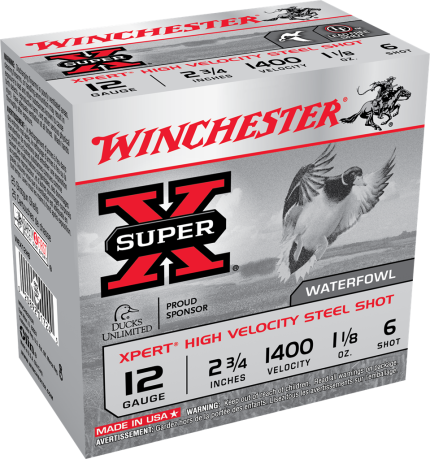 Winchester 12 Gauge Ammunition Xpert HV Steel Waterfowl WEX12H6 #6 Shot 2-3/4" 1-1/8oz 1400fps 25 Rounds